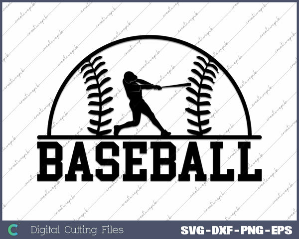 Baseball Player Silhouette SVG PNG Cutting Printable Files