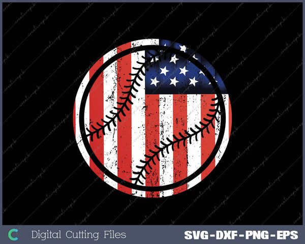 Baseball Player USA American Flag 