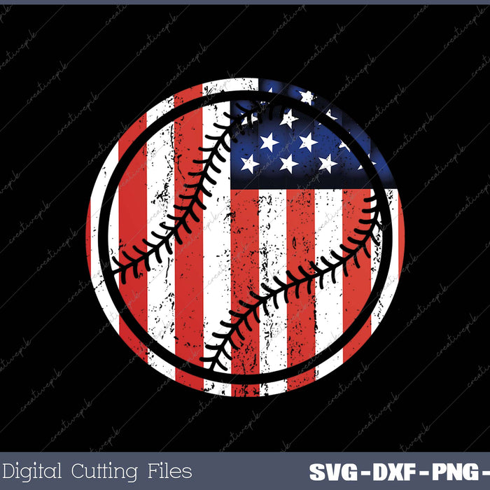 Baseball Player USA American Flag 