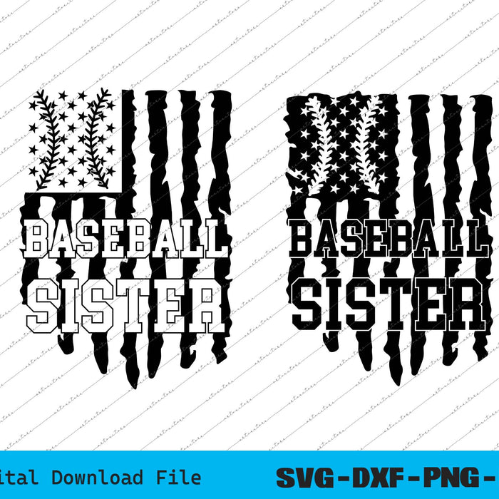 Baseball Sister American USA Flag SVG PNG Cutting Printable Files