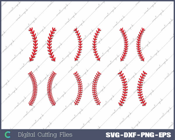 Baseball Stitches Baseball Stripes SVG PNG Cutting Printable Files