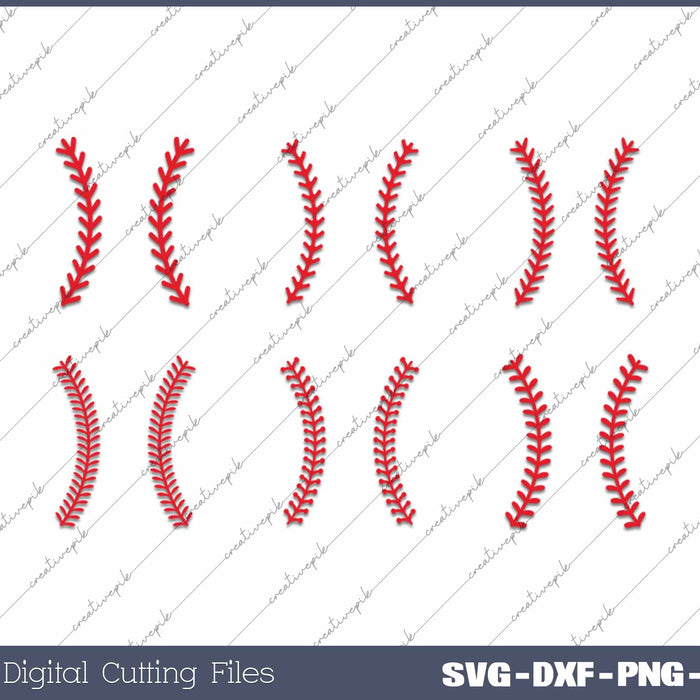 Baseball Stitches Baseball Stripes SVG PNG Cutting Printable Files