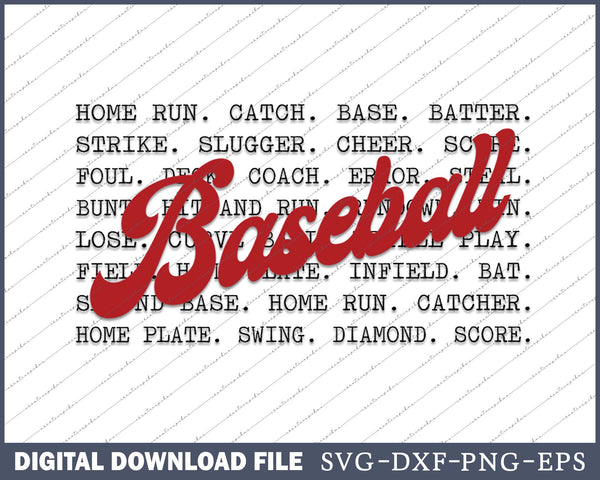 Baseball Typography Baseball Season SVG PNG Cutting Printable Files