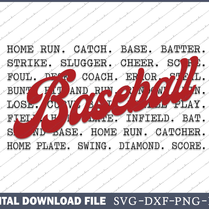 Baseball Typography Baseball Season SVG PNG Cutting Printable Files