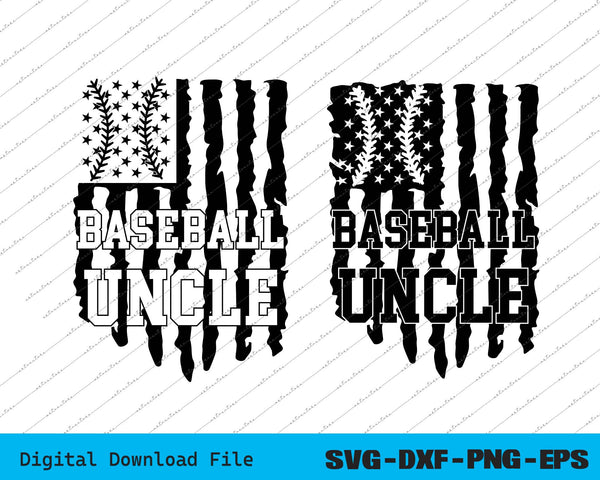 Baseball Uncle American USA Flag SVG PNG Cutting Printable Files