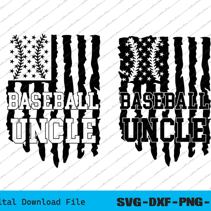 Baseball Uncle American USA Flag SVG PNG Cutting Printable Files