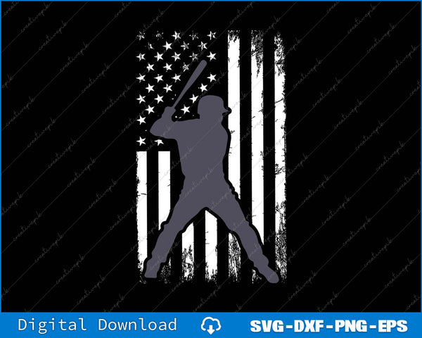 Baseball Vintage Distressed American Flag SVG PNG Cutting Files
