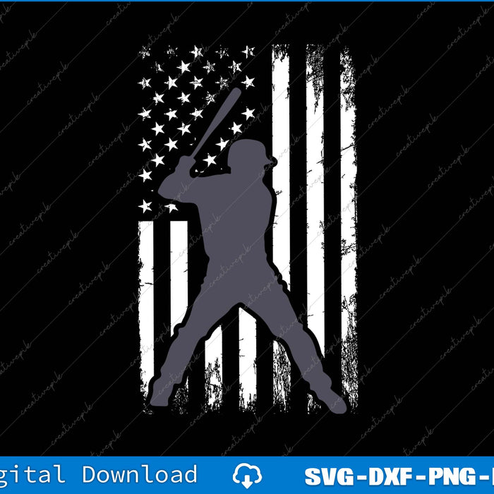 Baseball Vintage Distressed American Flag SVG PNG Cutting Files
