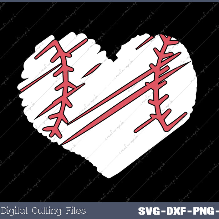 Baseball Women Baseball Heart SVG PNG Cutting Printable Files