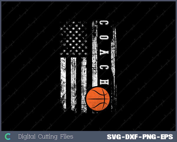 Basketball Coach American Flag Basketball Trainer Coaching SVG PNG Files