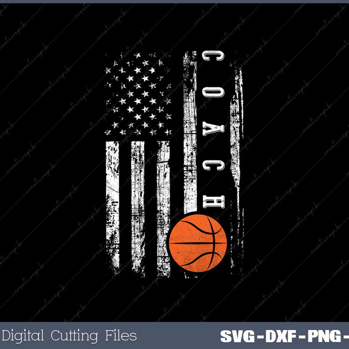 Basketball Coach American Flag Basketball Trainer Coaching SVG PNG Files