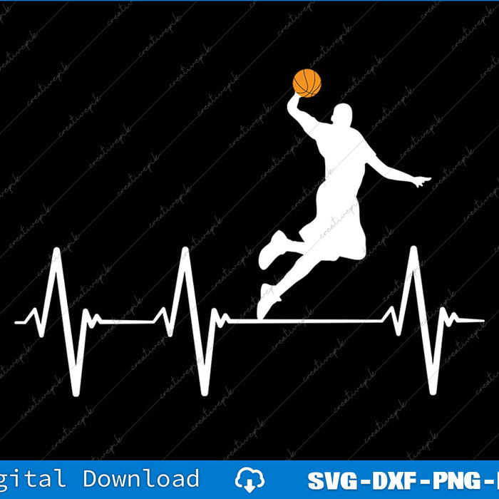 Basketball Heartbeat Basketball Player SVG PNG Cutting Printable Files