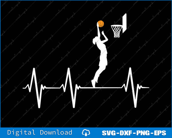 Basketball Heartbeat Women's Basketball Player SVG PNG Printable Files