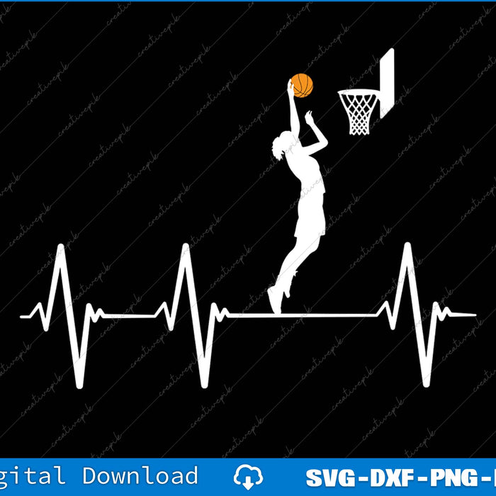 Basketball Heartbeat Women's Basketball Player SVG PNG Printable Files