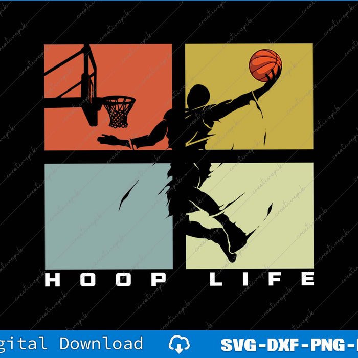 Basketball Hoop Life Basketball Player Retro SVG PNG Printable Files