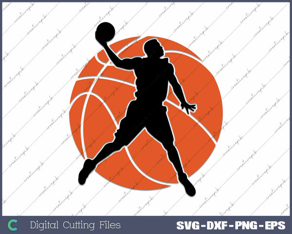 Basketball Player Silhouette With The Ball SVG PNG Printable Files