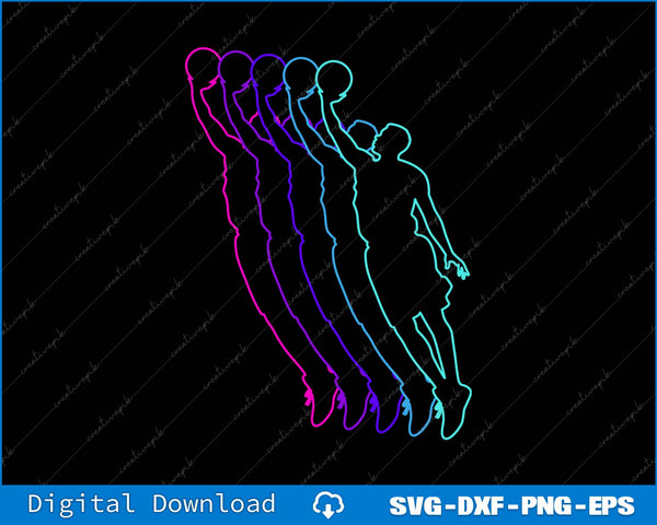 Basketball Player Slam Dunk SVG PNG Cutting Printable Files