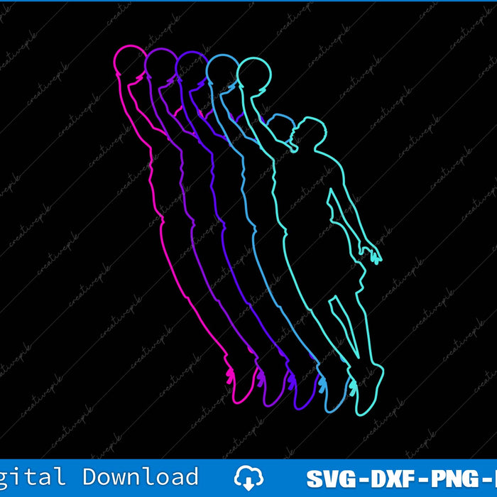 Basketball Player Slam Dunk SVG PNG Cutting Printable Files