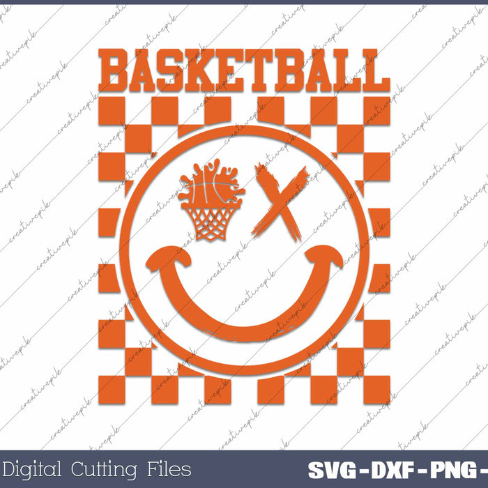 Basketball Retro Smile Face SVG PNG Cutting Printable Files