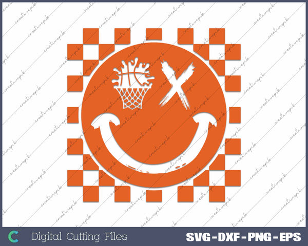 Basketball Smiley Face SVG PNG Cutting Printable Files