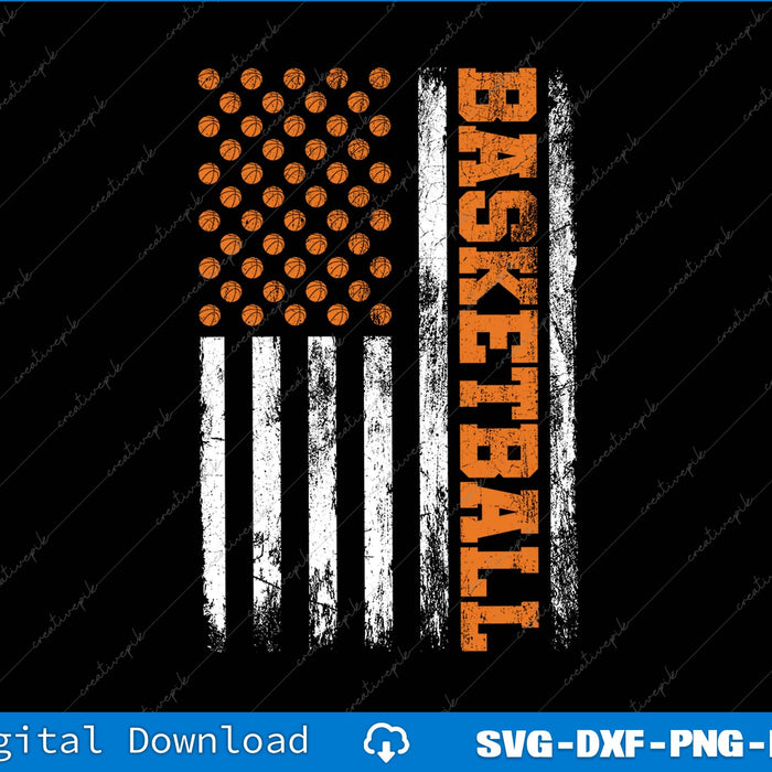 Basketball USA Flag Distressed SVG PNG Cutting Printable Files