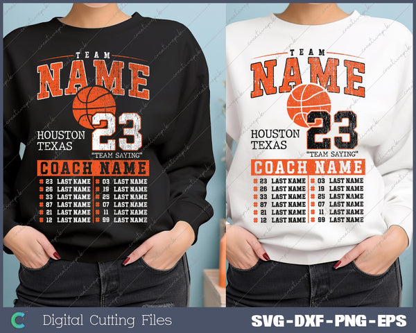 Basketball roster Template Team roster Mom Coach PNG SVG PNG Cutting Printable Files