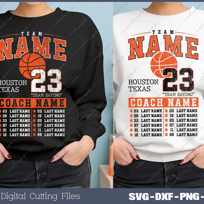 Basketball roster Template, Team roster, Mom, Coach, Basketball team PNG Cutting Printable Files