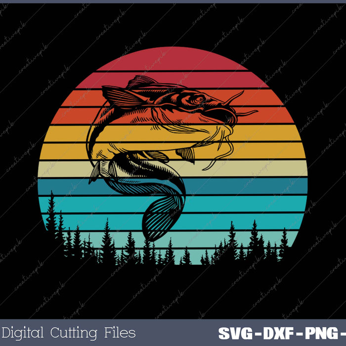 Bass Fishing fish vintage retro SVG PNG Cutting Printable Files