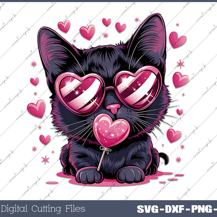 Be Mine Valentine Cat Heart Love Cat SVG PNG Cutting Printable Files