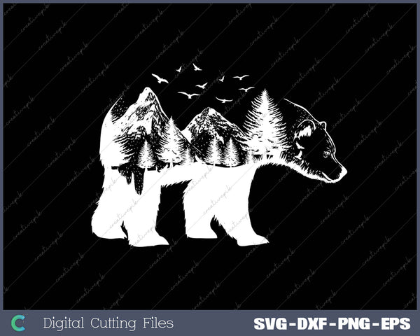 Bear Double Exposure Surreal Wildlife Animal SVG PNG Cutting Printable Files