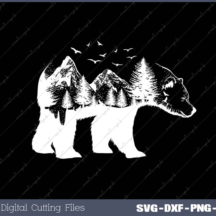 Bear Double Exposure Surreal Wildlife Animal SVG PNG Cutting Printable Files