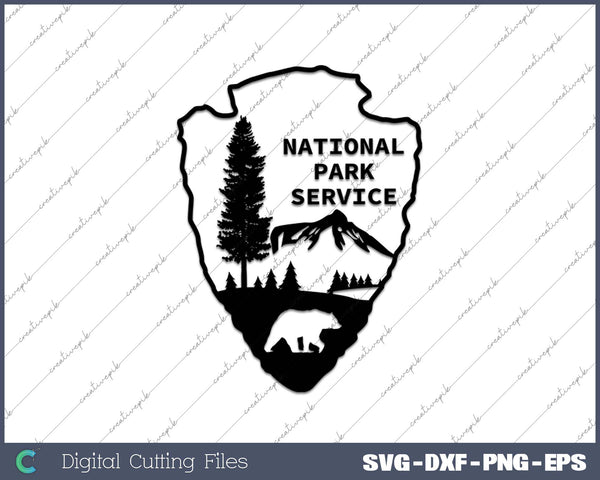 Bear National Park Service Logo wildlife SVG PNG Cutting Printable Files