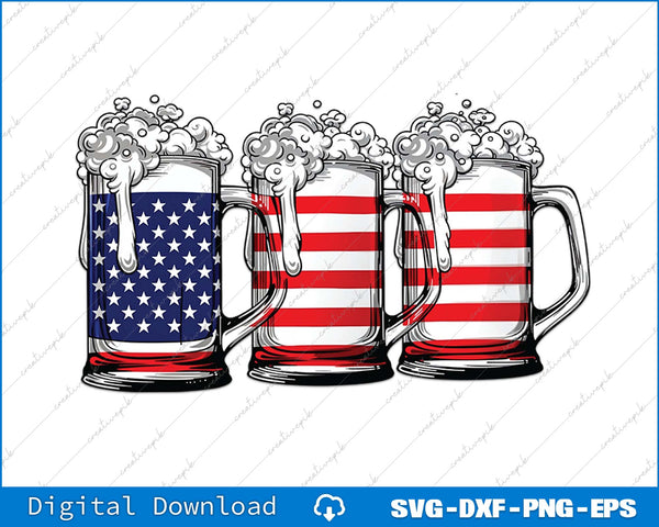 Beer American Flag 4th of July Merica Drinking SVG PNG Printable File