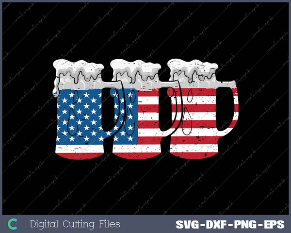 Beer American Flag 4th of July Merica USA SVG PNG Cutting Printable Files