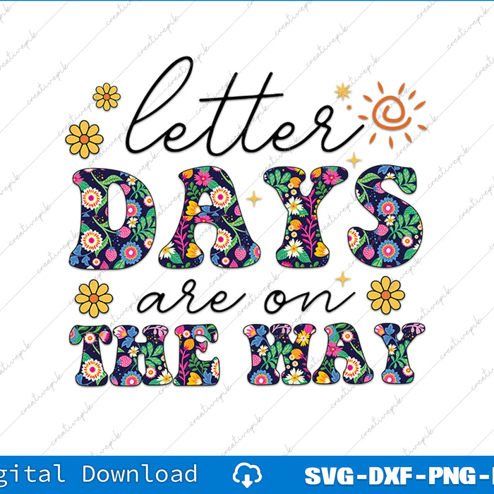 Colorful text design with floral letters on a white background