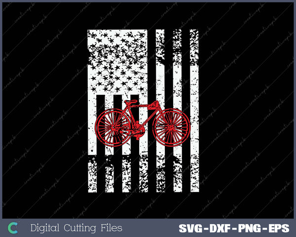 Bicycle American Flag SVG PNG Cutting Printable Files