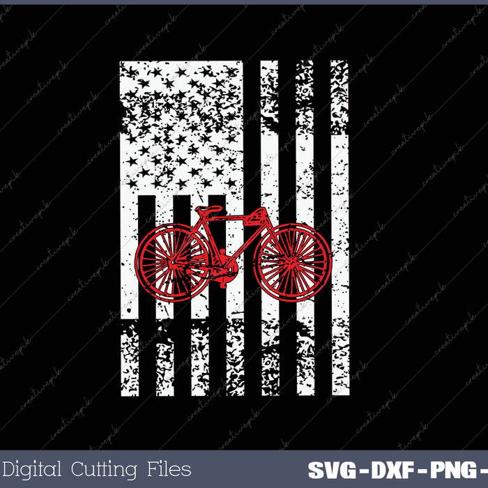 Bicycle American Flag SVG PNG Cutting Printable Files