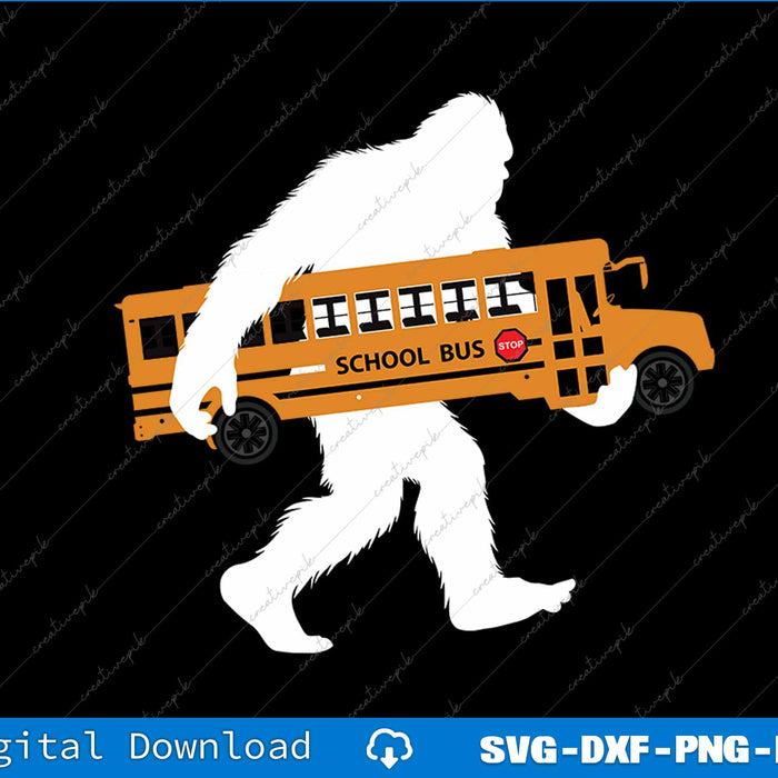 Bigfoot Carrying School Bus Sasquatch Bus Driver SVG PNG Printable File