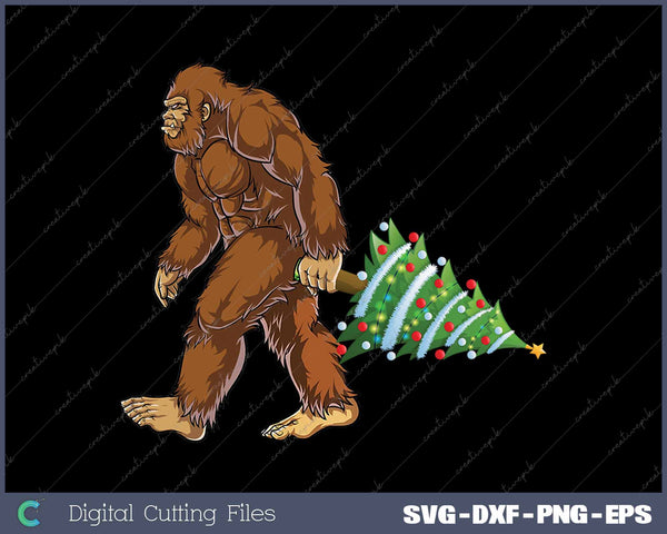 Bigfoot Christmas Tree Lights Xmas SVG PNG Cutting Printable Files