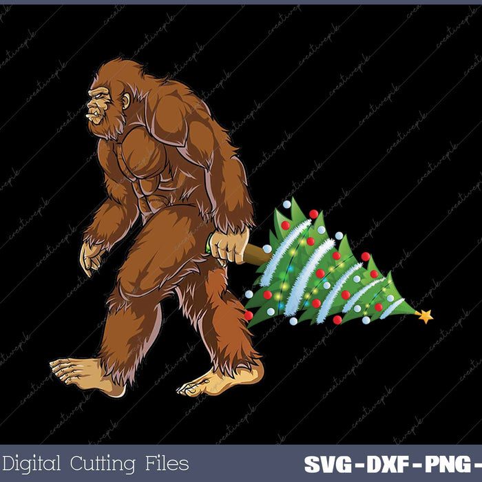 Bigfoot Christmas Tree Lights Xmas SVG PNG Cutting Printable Files