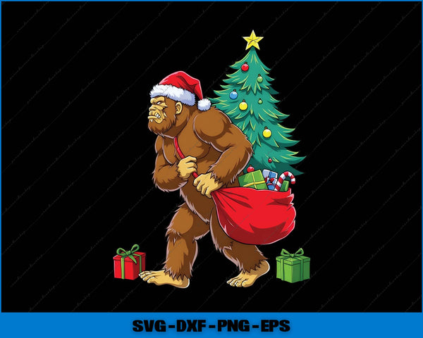 Bigfoot Christmas Tree Lights Xmas Sasquax Png Printable File
