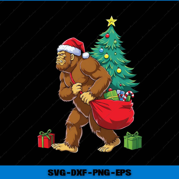 Bigfoot Christmas Tree Lights Xmas Sasquax Png Printable File