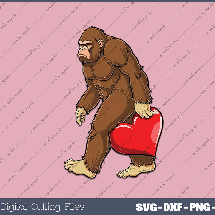 Bigfoot Heart Valentines Day SVG PNG Cutting Printable Files