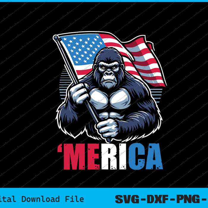 Bigfoot Merica American Flag Patriotic 4th Of July SVG PNG Printable Files