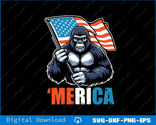 Bigfoot Merica Rock American Flag Patriotic 4th Of July SVG PNG Files