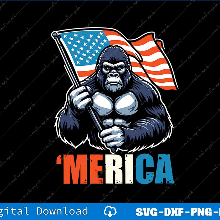 Bigfoot Merica Rock American Flag Patriotic 4th Of July SVG PNG Files