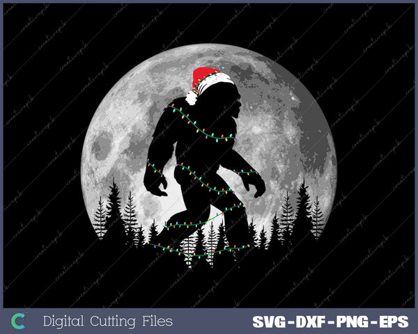 Bigfoot Santa Christmas Tree Lights Funny Xmas Sasquatch SVG PNG Cutting Printable Files