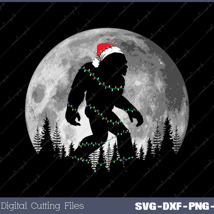 Bigfoot Santa Christmas Tree Lights Funny Xmas Sasquatch SVG PNG Cutting Printable Files