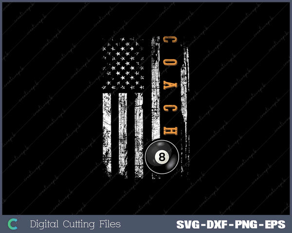 Billiards Pool Player Table USA US Vintage American Flag SVG Cut files