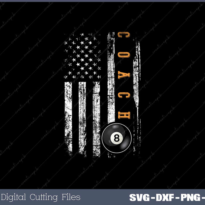 Billiards Pool Player Table USA US Vintage American Flag SVG File